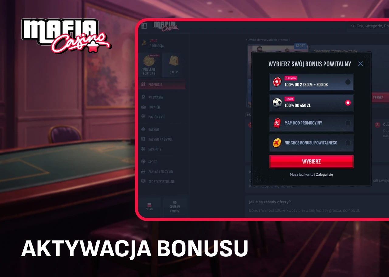 Instrukcja poprawnej aktywacji bonusów w panelu użytkownika.