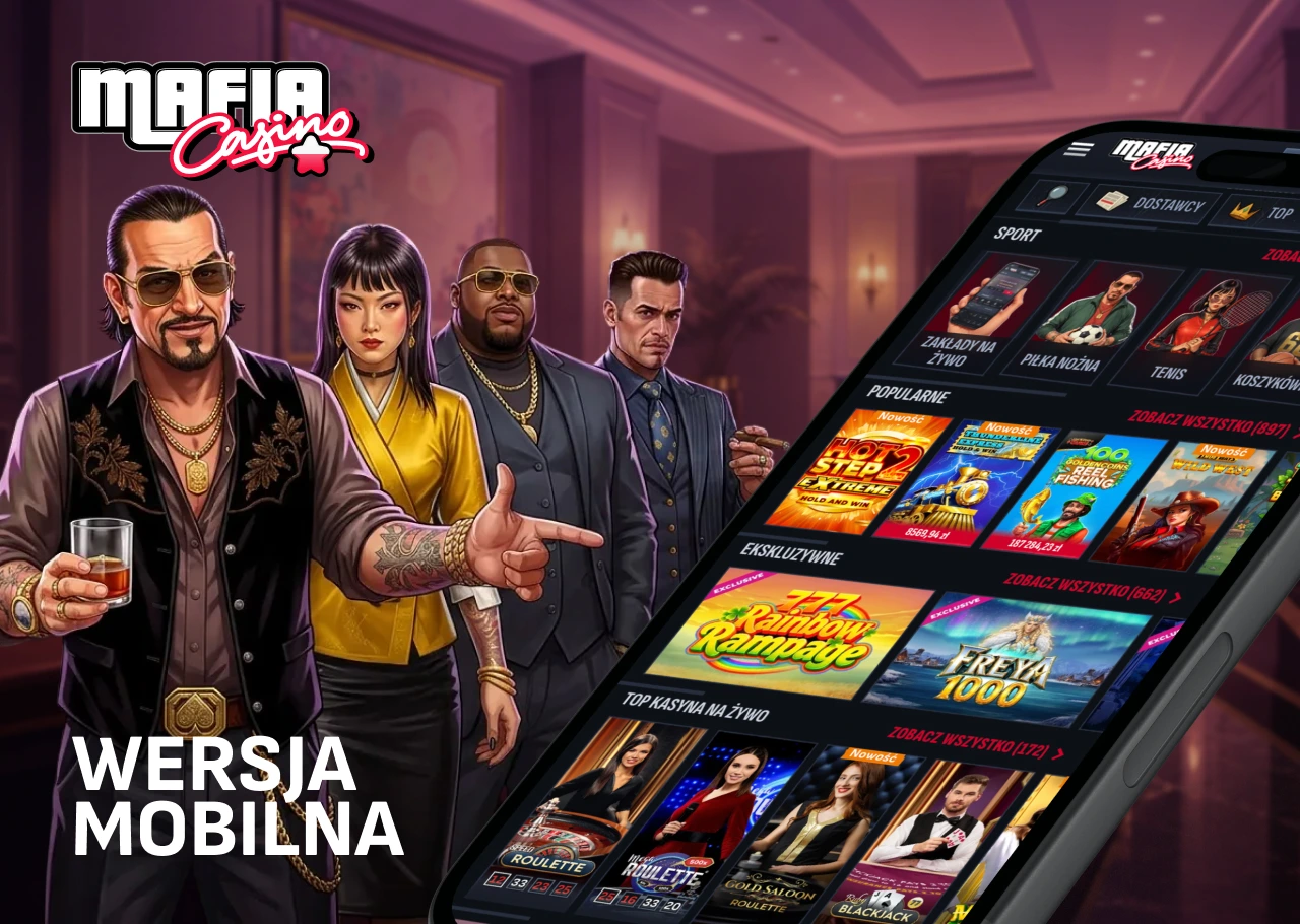 Adaptacyjna wersja mobilna strony kasyna.